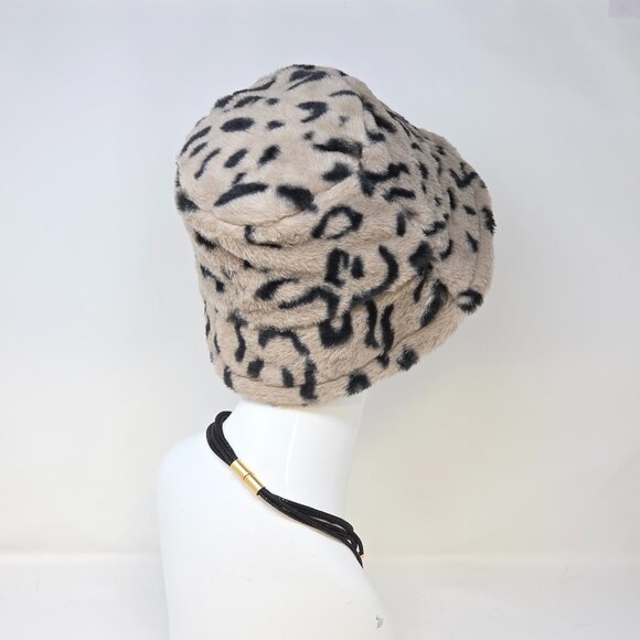 💖ON TREND! Faux Fur Animal print Bucket Hat Tan - Picture 2 of 2